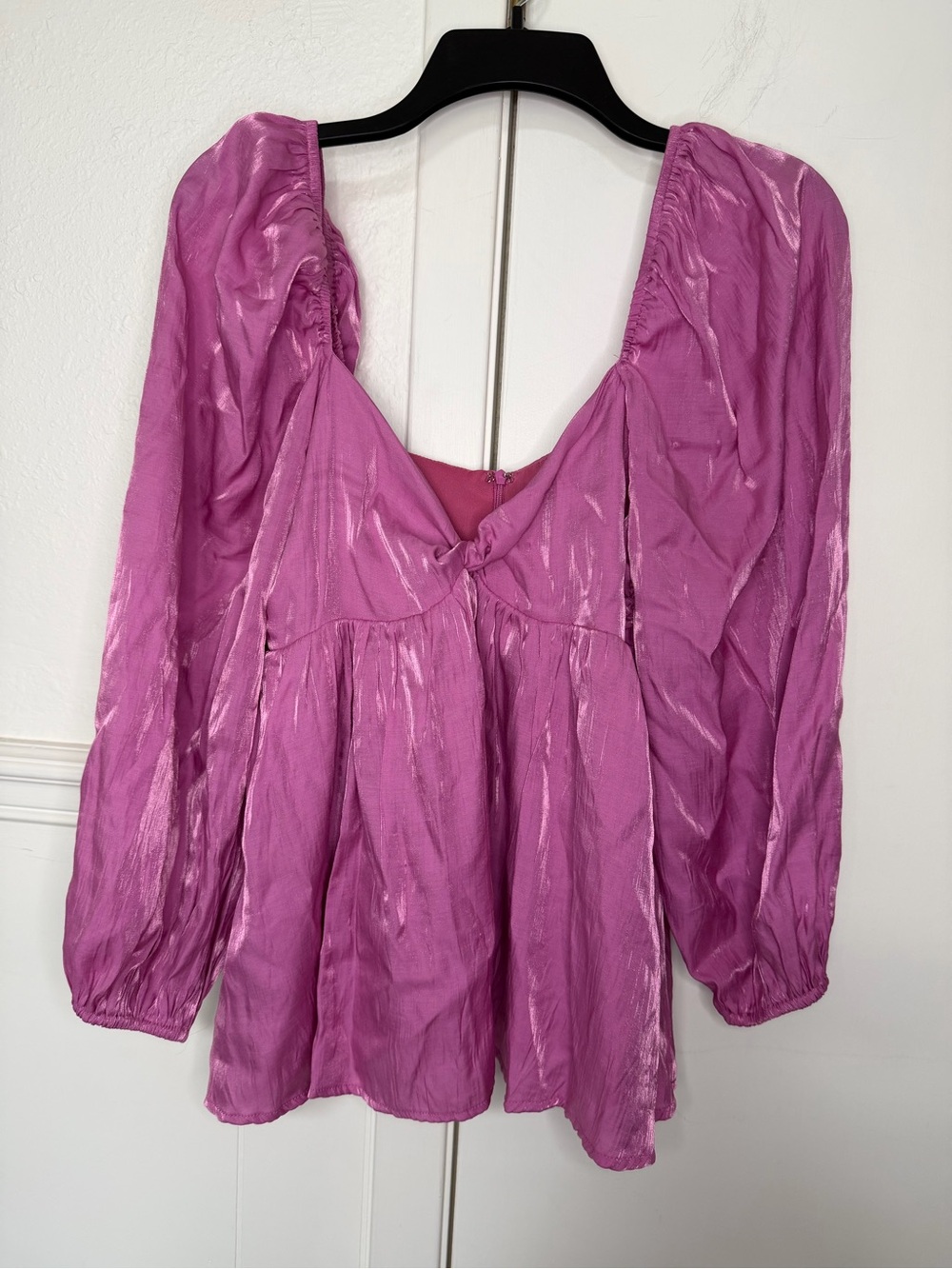 Storia Women’s Shimmer Pink Peasant Blouse S